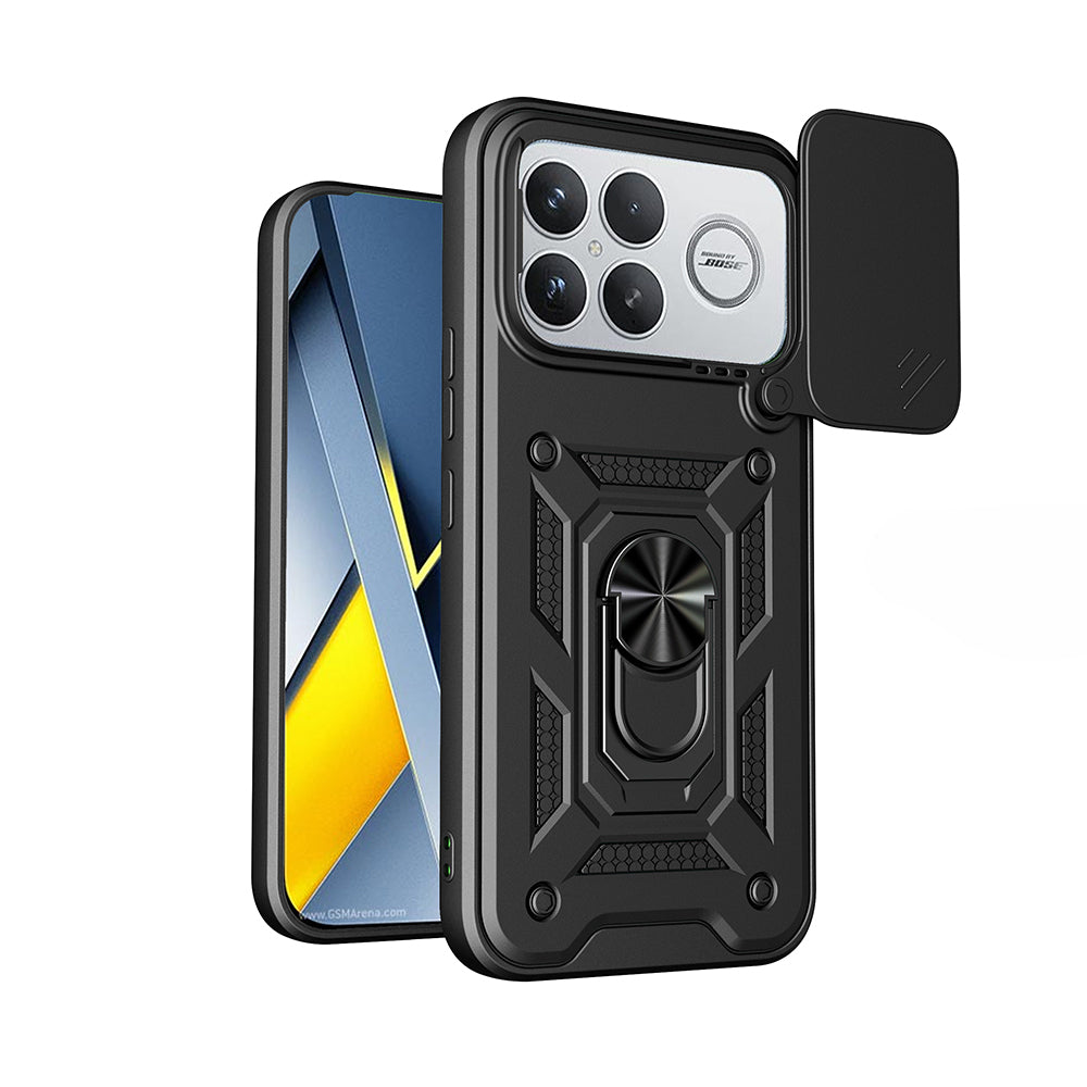 Xiaomi Poco F8 Ultra Kılıf Magnetik Standlı Kamera Korumalı Zore Sürgülü Vega Kapak Siyah