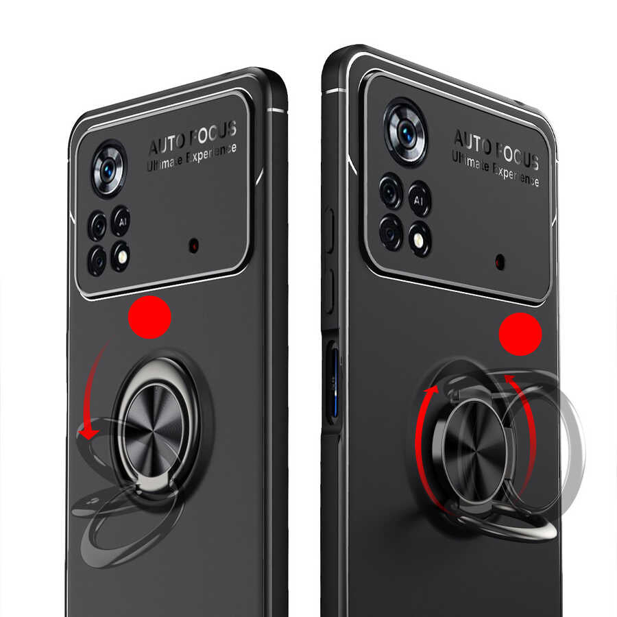 Xiaomi Poco M4 Pro 4G Kılıf Zore Ravel Silikon Kapak Siyah-Kırmızı