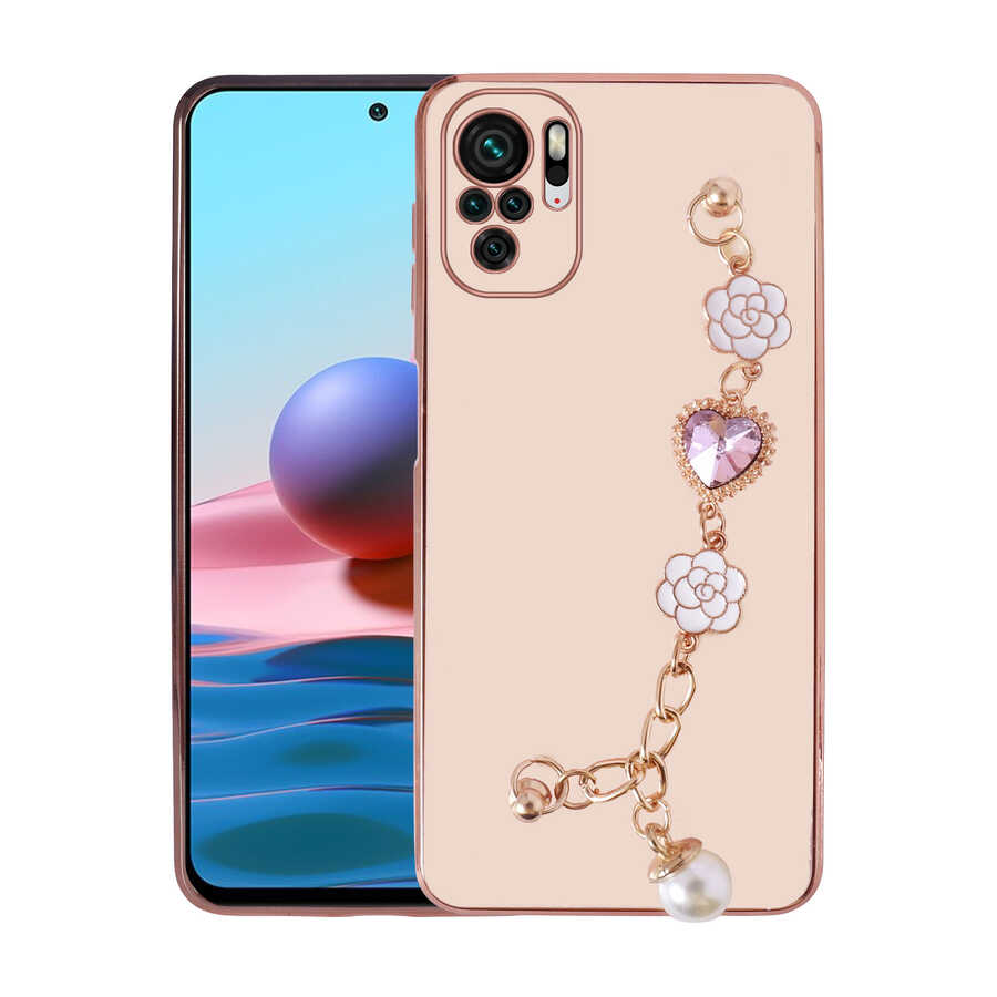 Xiaomi Poco M5S Kılıf El Tutamaçlı Kamera Korumalı Zore Taka Silikon Kapak Pembe