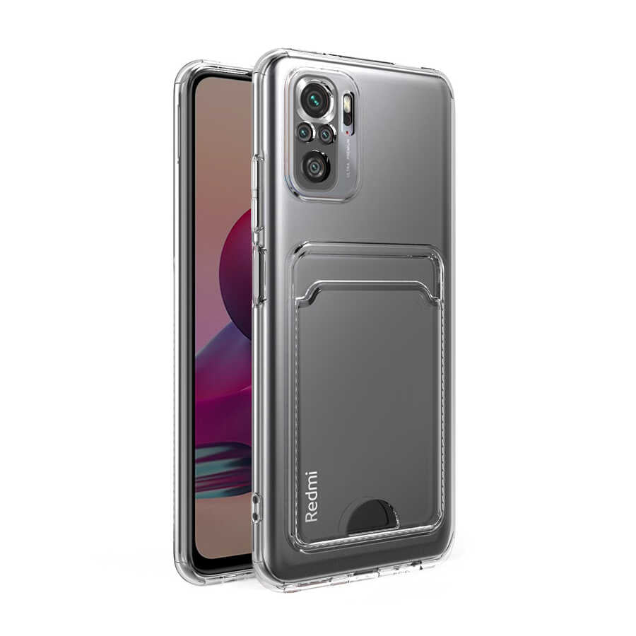 Xiaomi Poco M5S Kılıf Kartlıklı Şeffaf Zore Setra Clear Silikon Kapak Renksiz