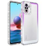 Xiaomi Poco M5S Kılıf Simli ve Renk Geçiş Tasarımlı Lens Korumalı Zore Park Kapak Mor-Beyaz