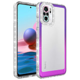 Xiaomi Poco M5S Kılıf Simli ve Renk Geçiş Tasarımlı Lens Korumalı Zore Park Kapak Mor-Pembe