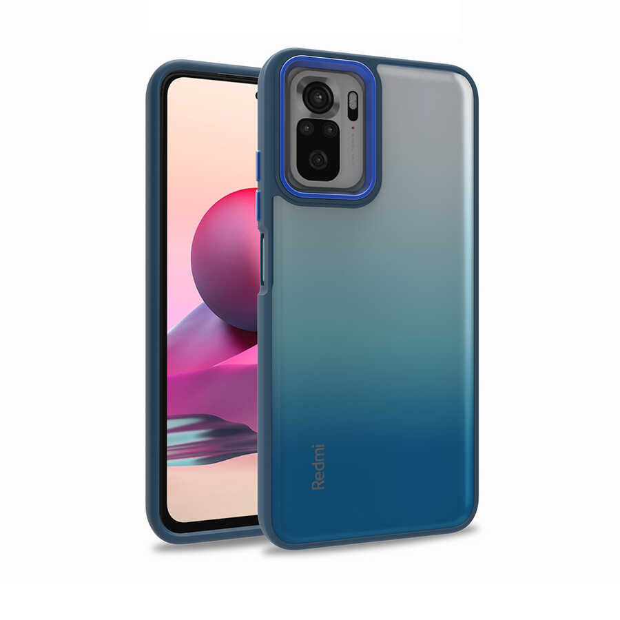 Xiaomi Poco M5S Kılıf Zore Flora Kapak Mavi