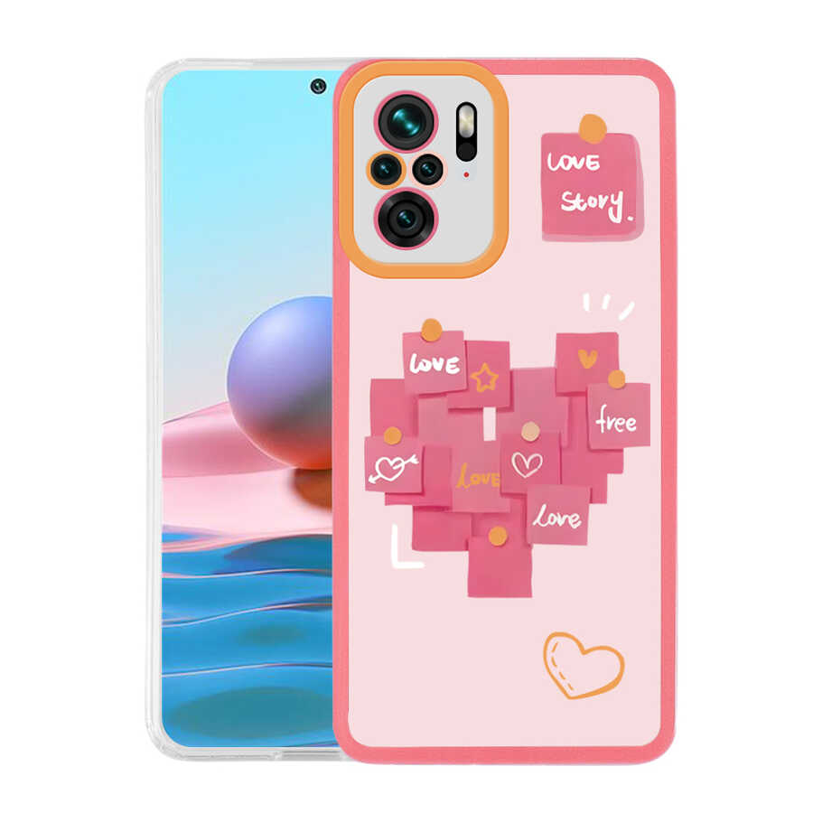 Xiaomi Poco M5S Kılıf Zore M-Fit Desenli Kapak Love Story No2