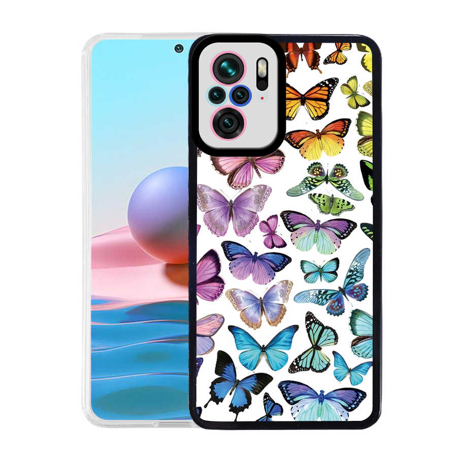 Xiaomi Poco M5S Kılıf Zore M-Fit Desenli Kapak Butterfly No3
