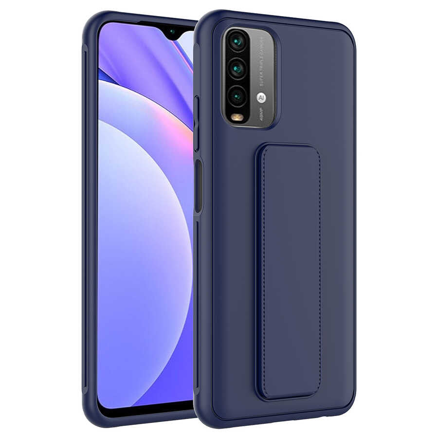 Xiaomi Poco M5S Kılıf Zore Qstand Kapak Lacivert