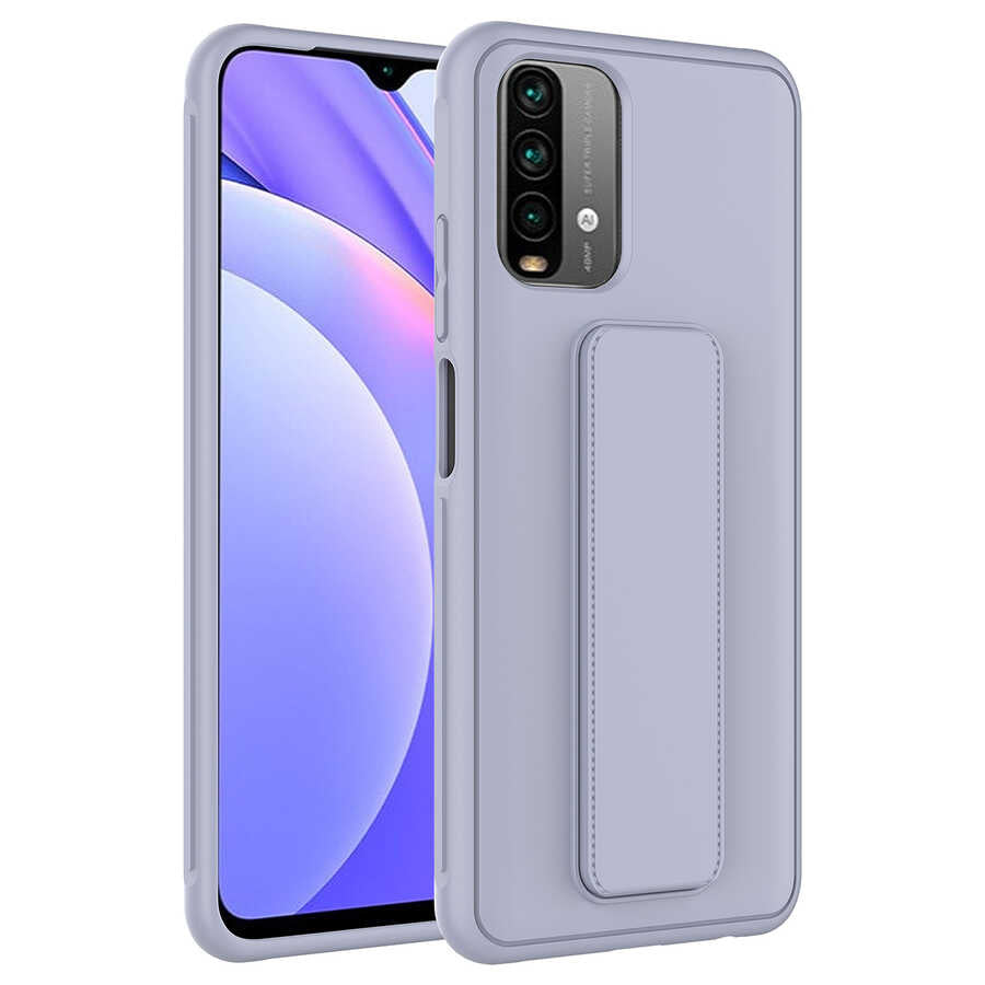 Xiaomi Poco M5S Kılıf Zore Qstand Kapak Gri