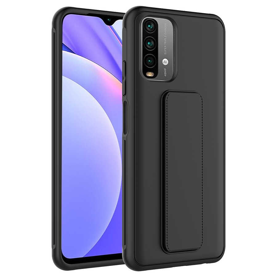 Xiaomi Poco M5S Kılıf Zore Qstand Kapak Siyah