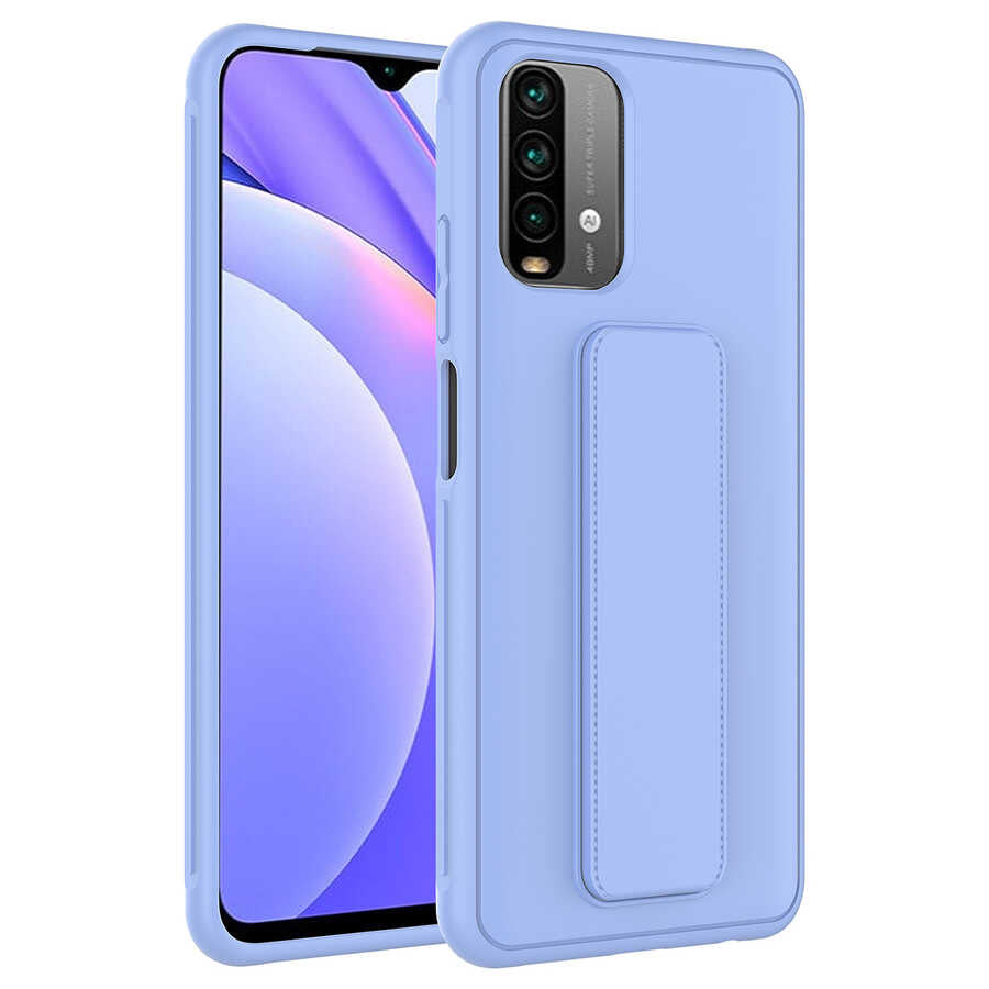 Xiaomi Poco M5S Kılıf Zore Qstand Kapak Lila