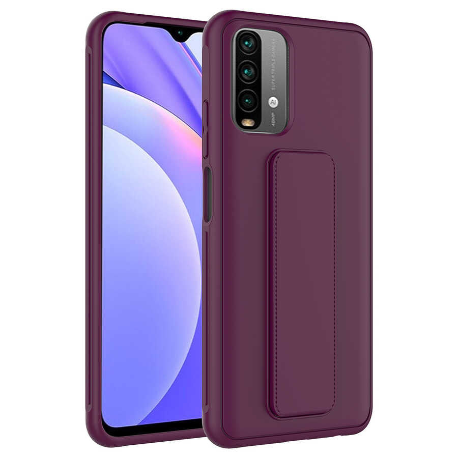 Xiaomi Poco M5S Kılıf Zore Qstand Kapak Mürdüm