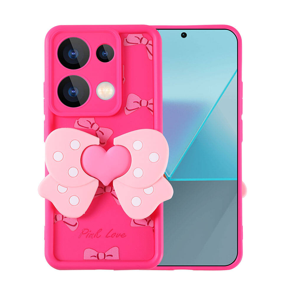 Xiaomi Poco M6 Pro 4G Kılıf Kamera Korumalı Figür Tasarımlı Zore Kapya Kapak Pembe Açık