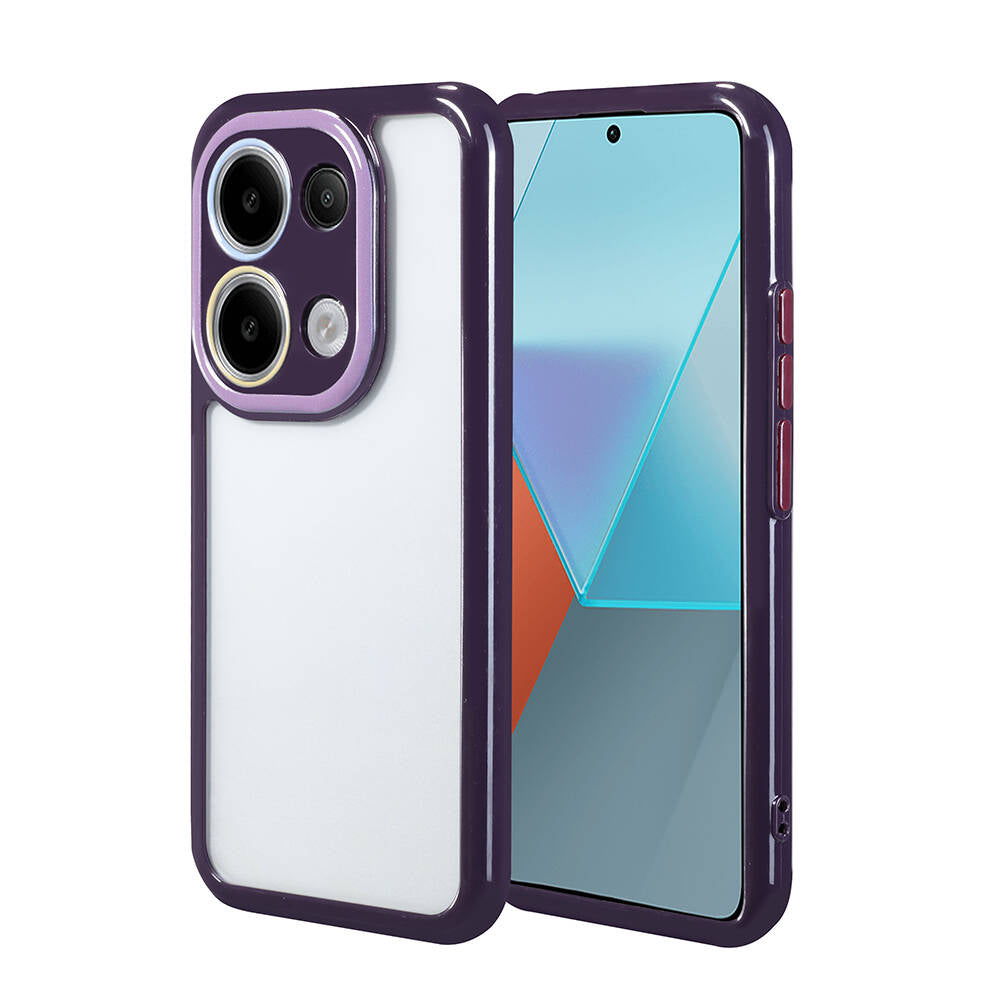 Xiaomi Poco M6 Pro 4G Kılıf Kamera Korumalı Renkli Kenar ve Çerçeve Tasarımlı Zore Vitamin Kapak Mürdüm