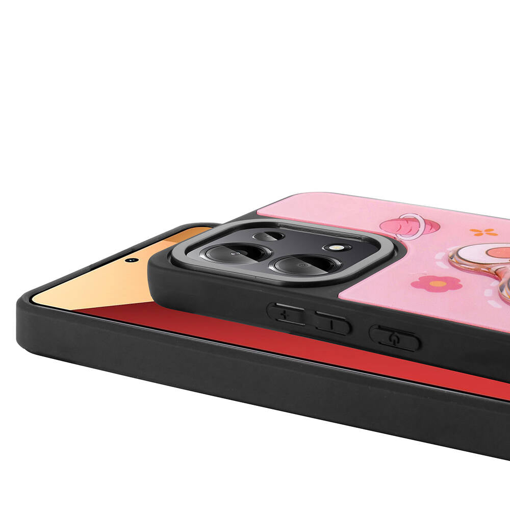 Xiaomi Poco M6 Pro 4G Kılıf Parlayan Kabartmalı İkonik Figürlü Zore Amas Silikon Kapak Mor