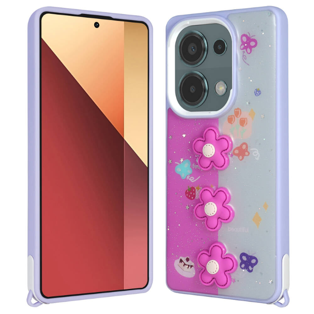Xiaomi Poco M6 Pro 4G Kılıf Parlayan Simli Kabartma Figürlü Zore Cevze Kapak Yeşil