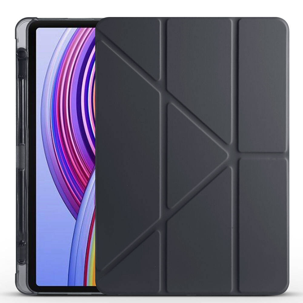 Xiaomi Poco Pad Kılıf Zore Tri Folding Kalem Bölmeli Standlı Kılıf Mor