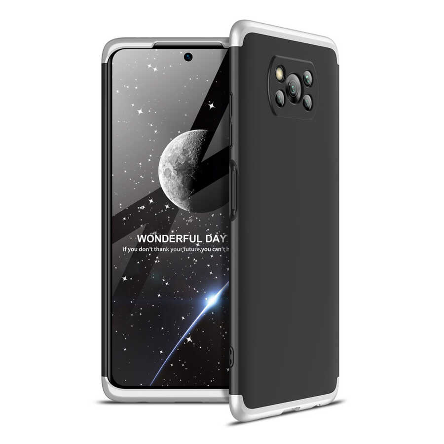 Xiaomi Poco X3 Kılıf Zore Ays Kapak Siyah-Gri