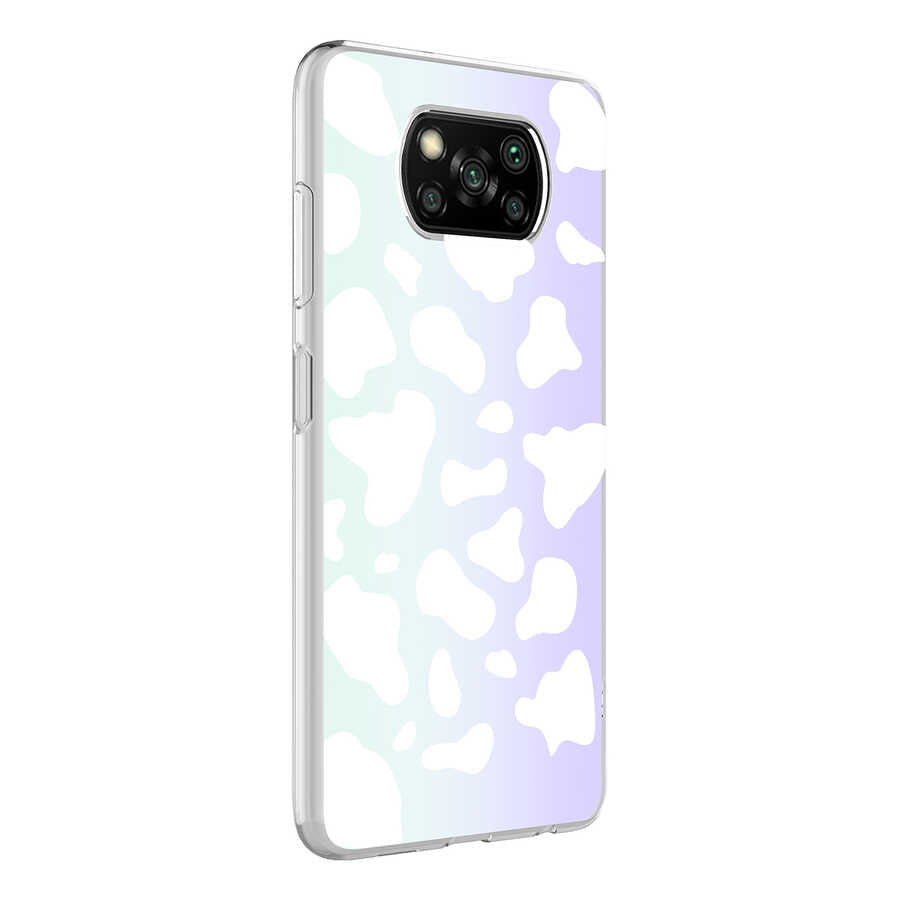 Xiaomi Poco X3 Kılıf Zore M-Blue Desenli Kapak Cow No2