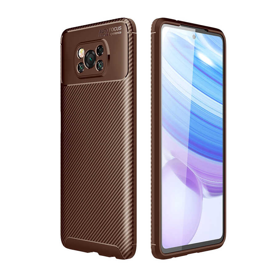 Xiaomi Poco X3 Kılıf Zore Negro Silikon Kapak Kahverengi