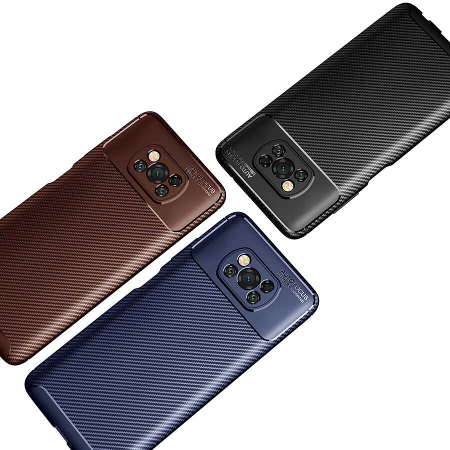 Xiaomi Poco X3 Kılıf Zore Negro Silikon Kapak Kahverengi