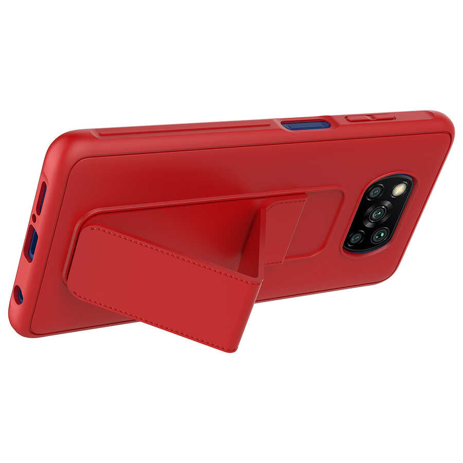 Xiaomi Poco X3 Kılıf Zore Qstand Kapak Gri