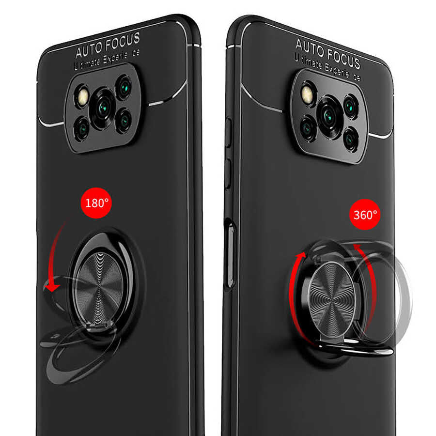 Xiaomi Poco X3 Kılıf Zore Ravel Silikon Kapak Siyah-Kırmızı