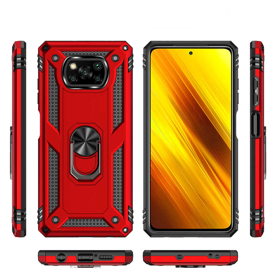 Xiaomi Poco X3 Kılıf Zore Vega Kapak Kırmızı