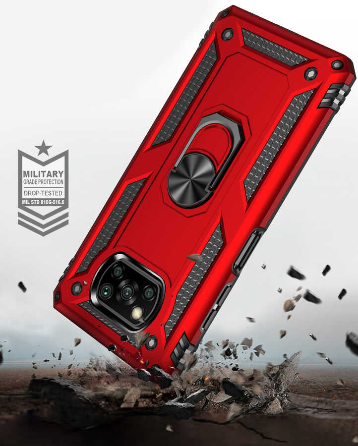 Xiaomi Poco X3 Kılıf Zore Vega Kapak Kırmızı