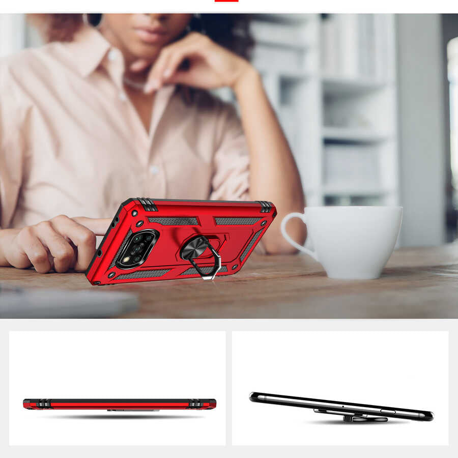 Xiaomi Poco X3 Kılıf Zore Vega Kapak Kırmızı