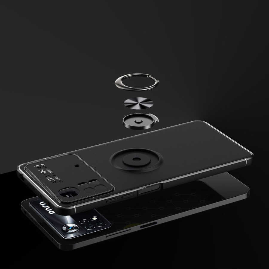 Xiaomi Poco X4 Pro 5G Kılıf Zore Ravel Silikon Kapak Siyah-Rose Gold