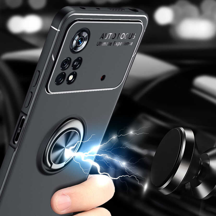 Xiaomi Poco X4 Pro 5G Kılıf Zore Ravel Silikon Kapak Siyah-Rose Gold