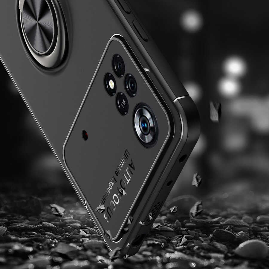 Xiaomi Poco X4 Pro 5G Kılıf Zore Ravel Silikon Kapak Siyah-Rose Gold