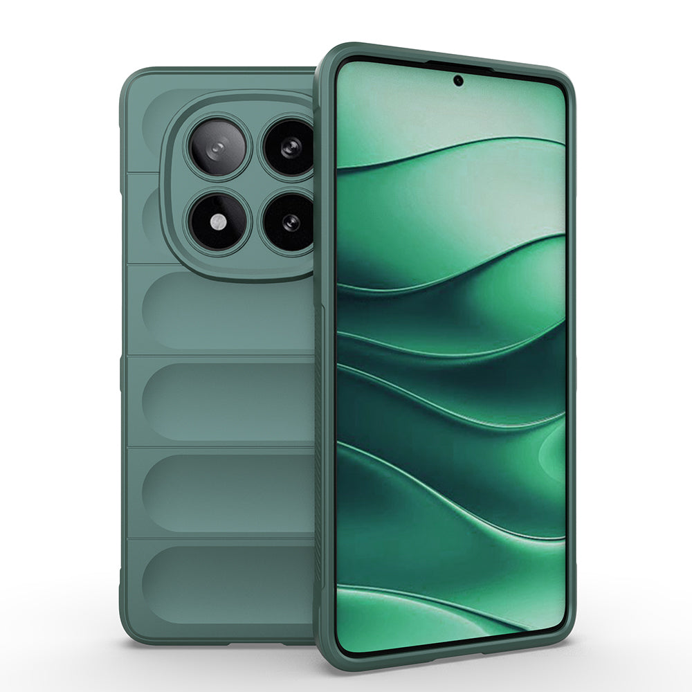 Xiaomi Poco X7 Kılıf Esnek TPU Oyuklu Arka Yüzey Tasarımlı Zore Etnik Silikon Kapak Koyu Yeşil