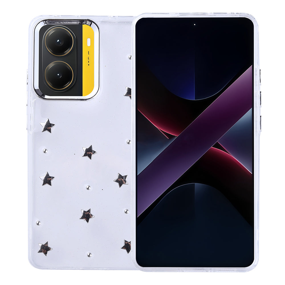 Xiaomi Poco X7 Pro Kılıf Airbag Tasarımlı Simli Şeffaf Zore Kutup Kapak Yıldız