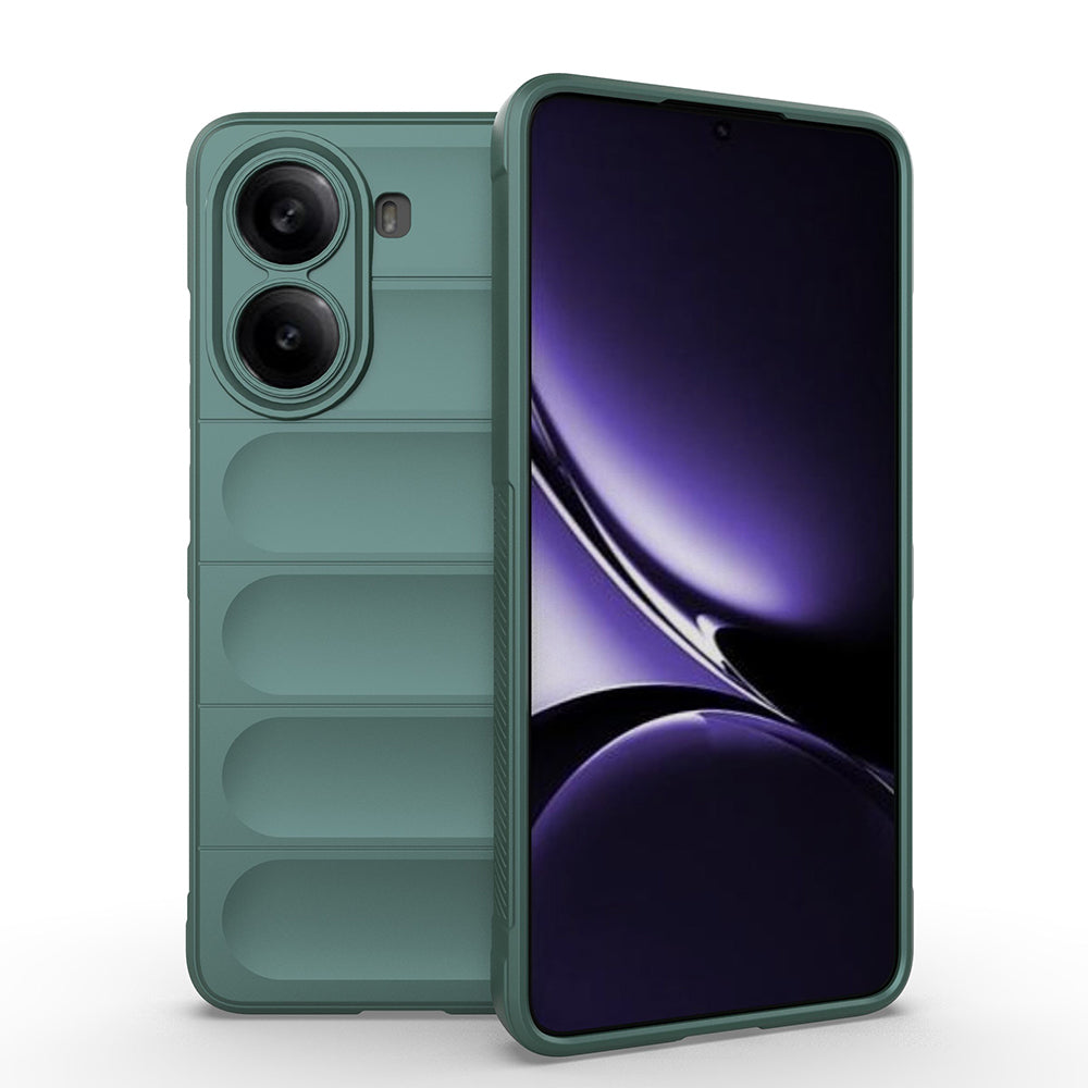 Xiaomi Poco X7 Pro Kılıf Esnek TPU Oyuklu Arka Yüzey Tasarımlı Zore Etnik Silikon Kapak Koyu Yeşil