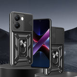 Xiaomi Poco X7 Pro Kılıf Magnetik Standlı Kamera Korumalı Zore Sürgülü Vega Kapak Mavi