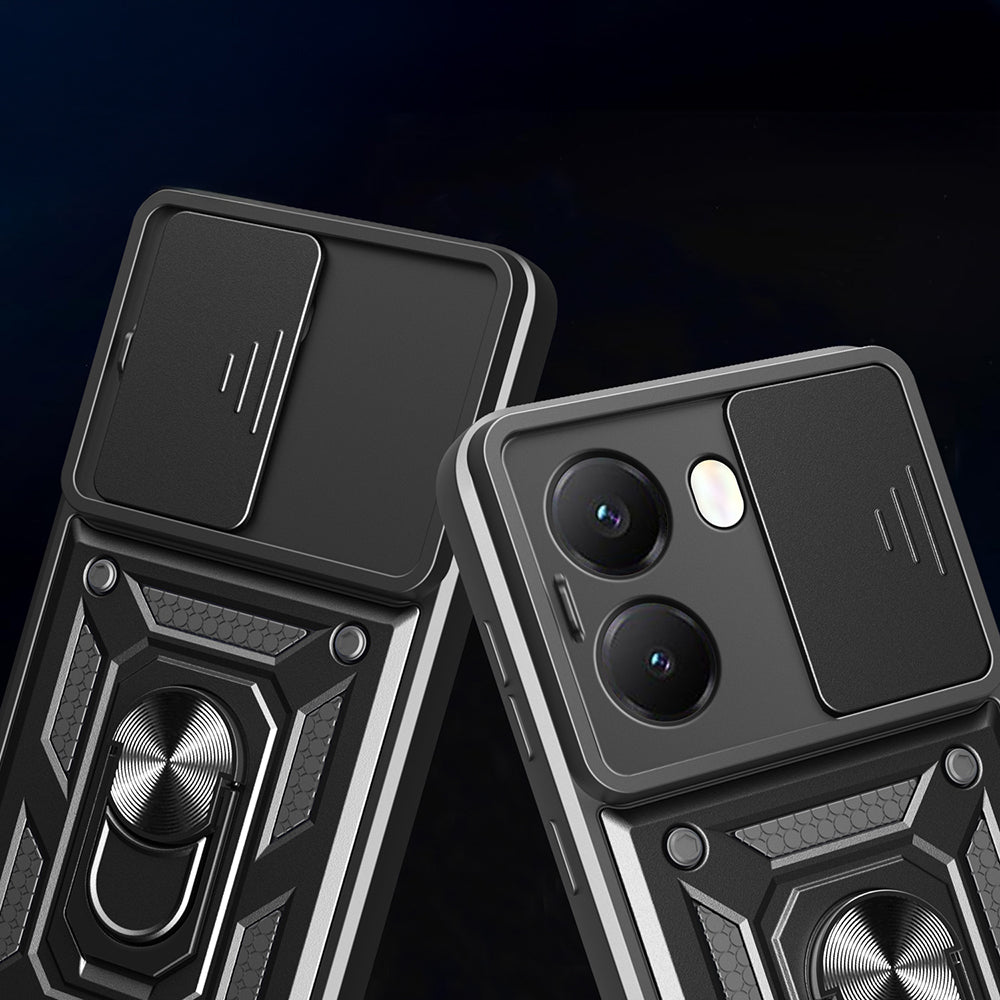 Xiaomi Poco X7 Pro Kılıf Magnetik Standlı Kamera Korumalı Zore Sürgülü Vega Kapak Siyah