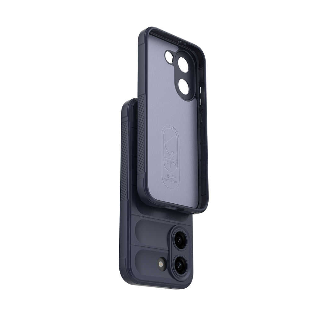 Xiaomi Poco X8 Pro Kılıf Esnek TPU Oyuklu Arka Yüzey Tasarımlı Etnik Silikon Kapak Lacivert