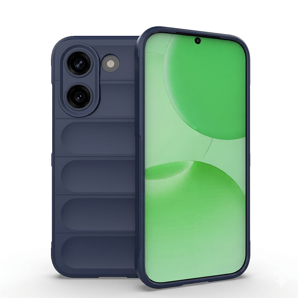 Xiaomi Poco X8 Pro Kılıf Esnek TPU Oyuklu Arka Yüzey Tasarımlı Etnik Silikon Kapak Lacivert