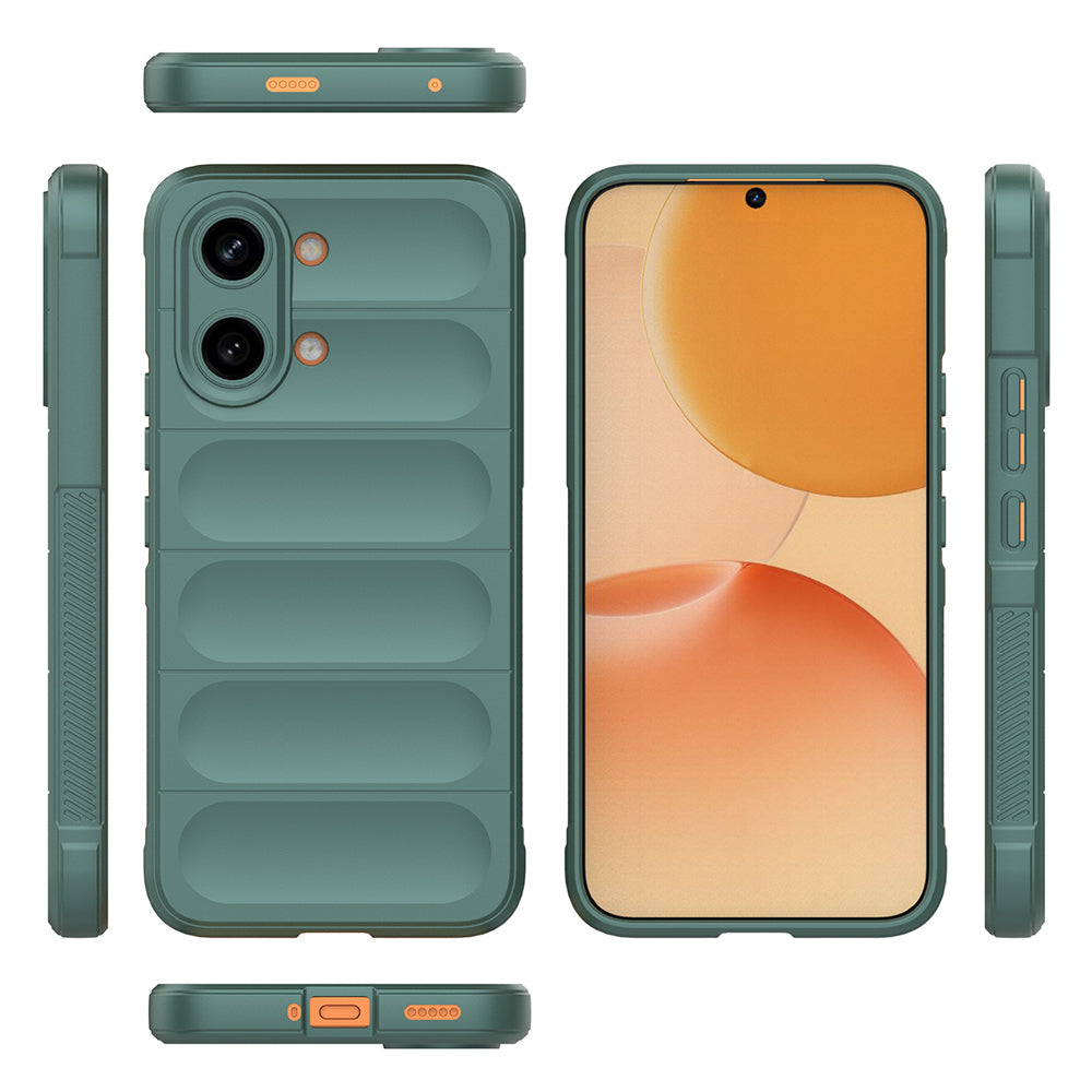 Xiaomi Poco X8 Pro Max Kılıf Esnek TPU Oyuklu Arka Yüzey Tasarımlı Etnik Silikon Kapak Koyu Yeşil