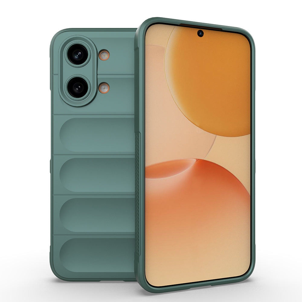 Xiaomi Poco X8 Pro Max Kılıf Esnek TPU Oyuklu Arka Yüzey Tasarımlı Etnik Silikon Kapak Koyu Yeşil