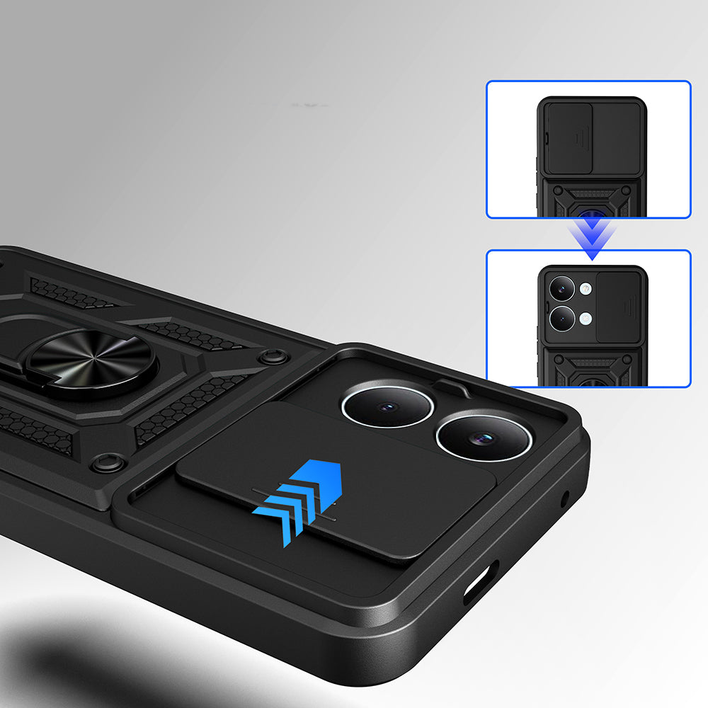 Xiaomi Poco X8 Pro Max Kılıf Magnetik Standlı Kamera Korumalı Zore Sürgülü Vega Kapak Mavi