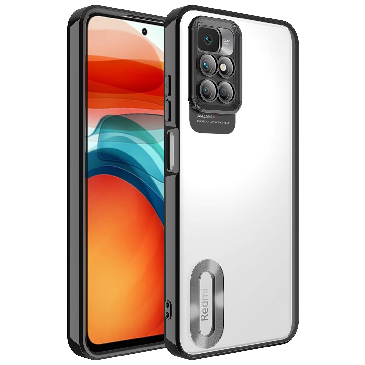 Xiaomi Redmi 10 Kılıf Kamera Korumalı Logo Gösteren Zore Omega Kapak Siyah