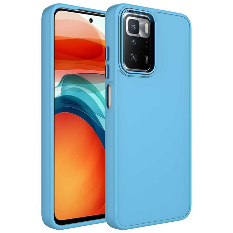 Xiaomi Redmi 10 Kılıf Metal Çerçeve ve Buton Tasarımlı Silikon Zore Luna Kapak Pembe
