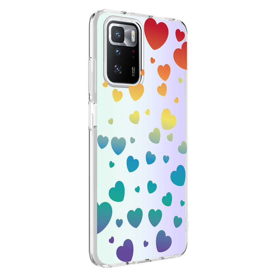 Xiaomi Redmi 10 Kılıf Zore M-Blue Desenli Kapak Heart No3