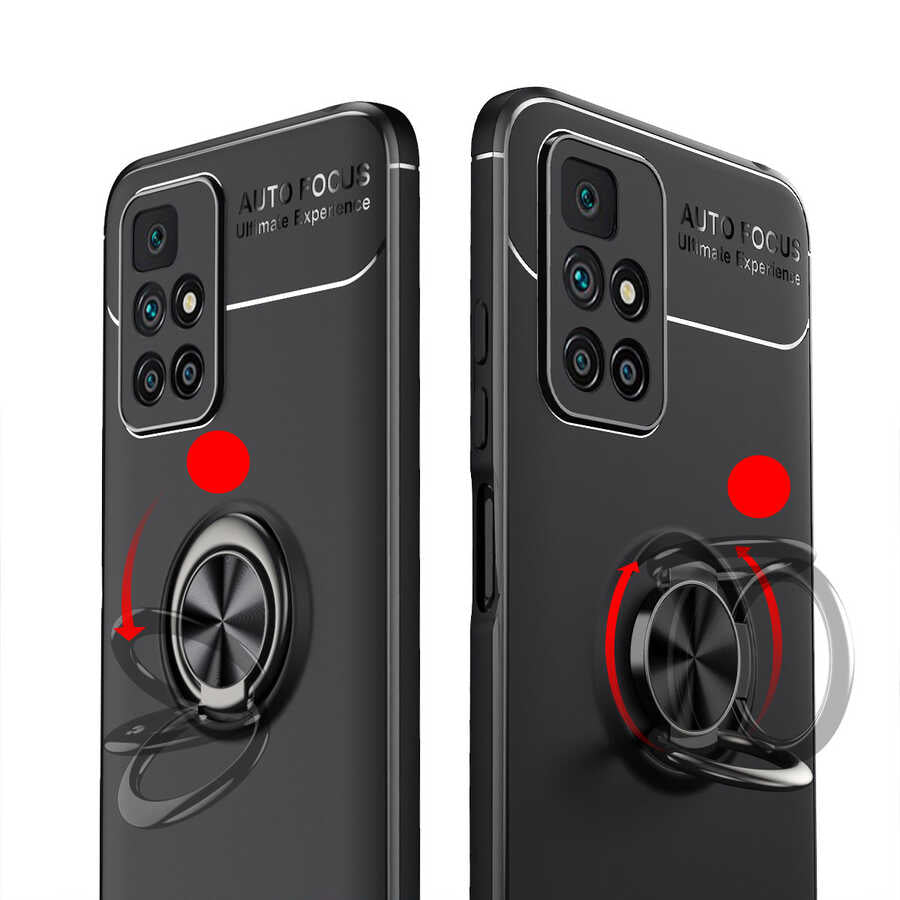 Xiaomi Redmi 10 Kılıf Zore Ravel Silikon Kapak Siyah-Kırmızı