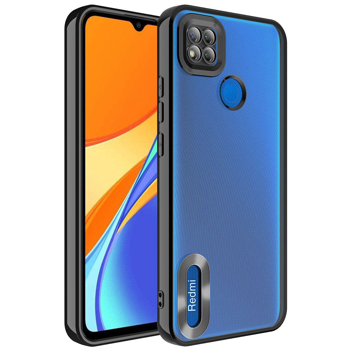 Xiaomi Redmi 10A Kılıf Kamera Korumalı Logo Gösteren Zore Omega Kapak Siyah