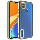 Xiaomi Redmi 10A Kılıf Kamera Korumalı Logo Gösteren Zore Omega Kapak Gold
