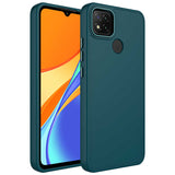 Xiaomi Redmi 10A Kılıf Metal Çerçeve ve Buton Tasarımlı Silikon Zore Luna Kapak Koyu Yeşil