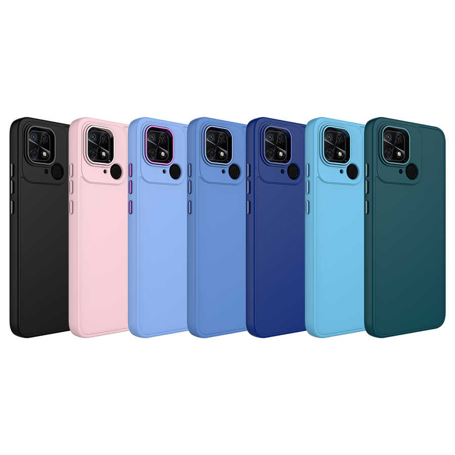 Xiaomi Redmi 10C Kılıf Metal Çerçeve ve Buton Tasarımlı Silikon Zore Luna Kapak Pembe