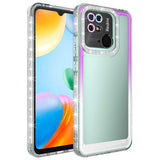 Xiaomi Redmi 10C Kılıf Simli ve Renk Geçiş Tasarımlı Lens Korumalı Zore Park Kapak Mor-Beyaz
